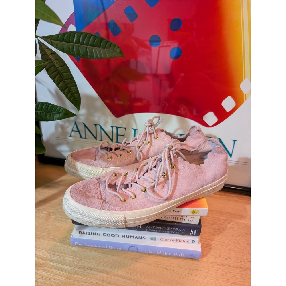 Converse CT‎ All Star Frilly Thrills Low Pink Foam Suede Sneakers Size 10